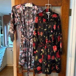 2 Floral Satin Robes with Pockets!